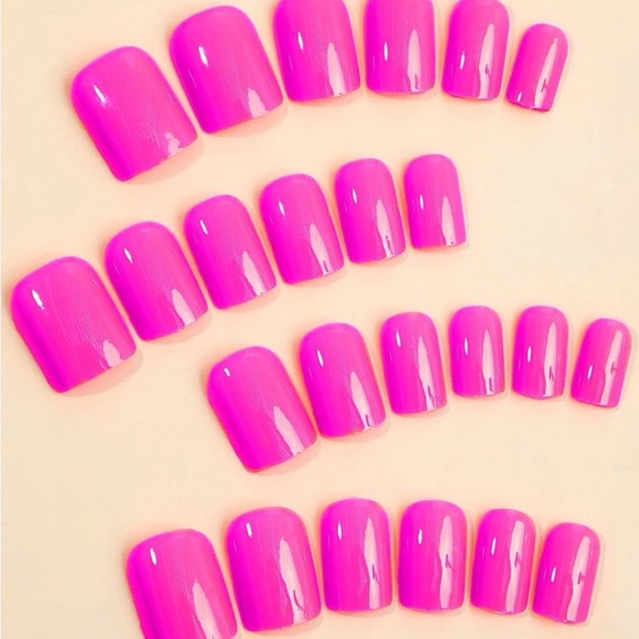 Transform Your Nails with 24pcs Short Square Solid color Hot Pink Full Cover - Picture 3 of 3